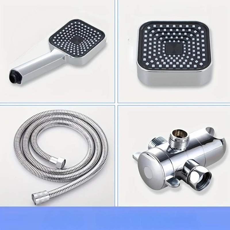 High-Flow Wall-Mounted Square Rain Shower and Handheld Combo Set