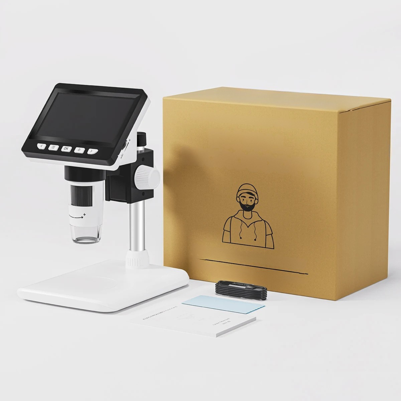 Digital Coin and Soldering Microscope with 1000X Zoom and 4.3 Inch IPS
