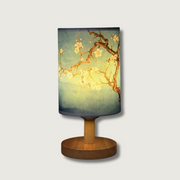 Japanese Cherry Blossom Table Lamp – Natural Wood Base with Fabric Shade for Bedside & Living Room