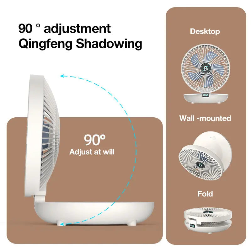 2-in-1 Wall-Mounted & Table Fan – Quiet Space-Saving Cooling with Adjustable Angle for Home & Office