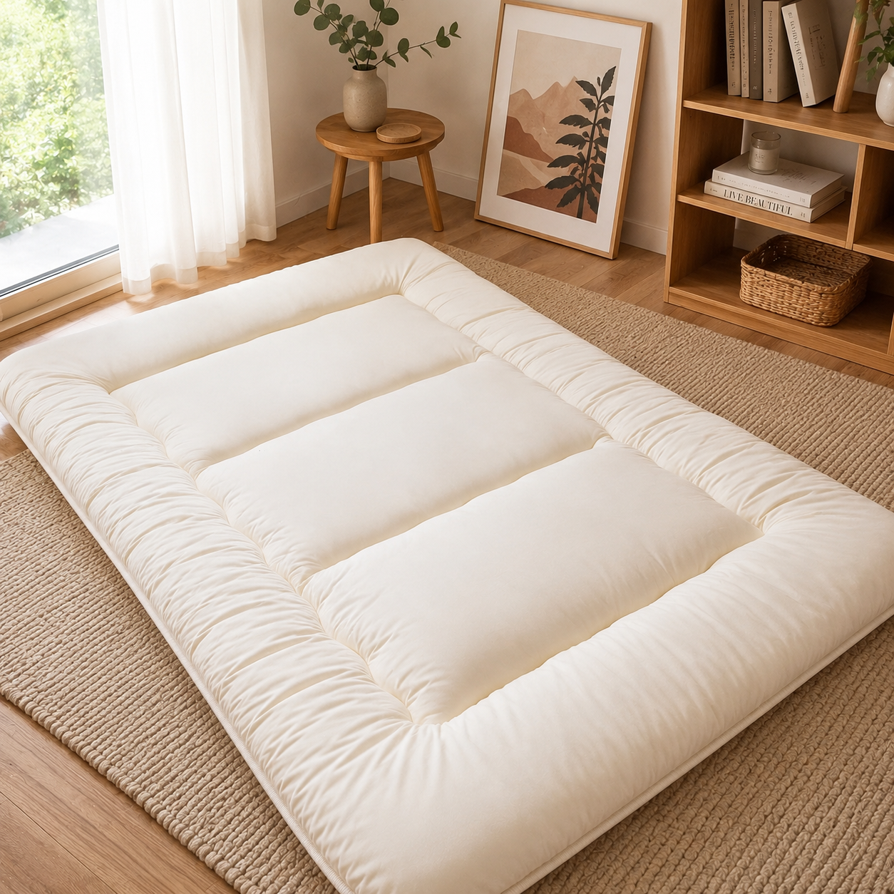 Cozy Rest Japanese Floor Mattress – Thick Foldable Futon Sleeping Pad & Roll-Up Guest Bed for Adults & Kids