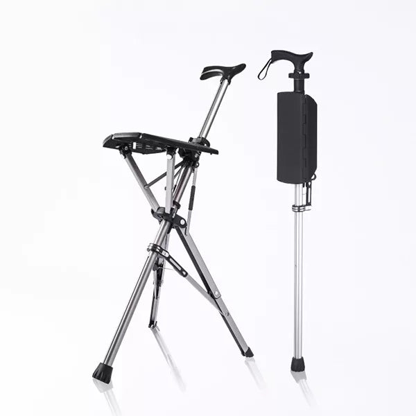 Walking Stick with Seat - Portable Folding Cane Chair  | Mobility Support Lightweight Portable Seat