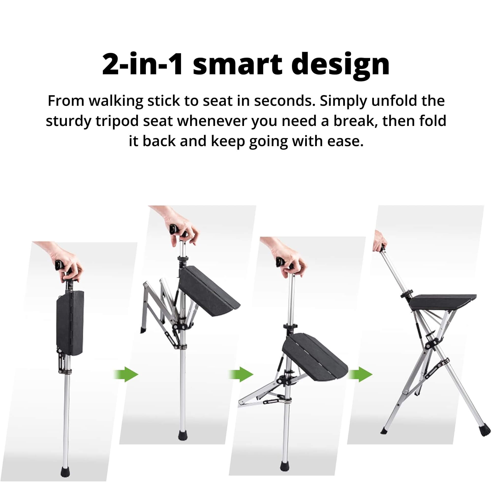 Walking Stick with Seat - Portable Folding Cane Chair  | Mobility Support Lightweight Portable Seat