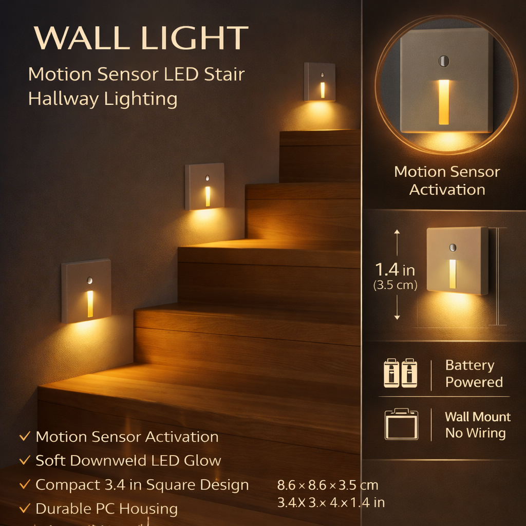 Motion Sensor LED Wall Sconce | Smart Indoor Night Light Fixture