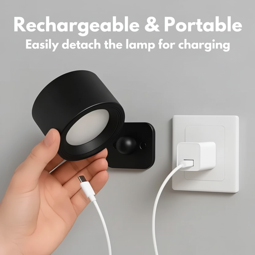 Magnetic LED Wall Sconce | Cordless Rechargeable Reading Lamp