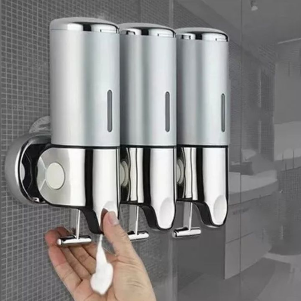 Wall Mounted Shower Dispenser | 3-Chamber Shampoo & Soap Pump