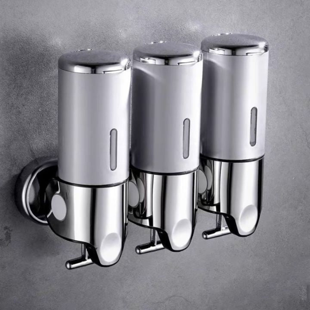 Wall Mounted Shower Dispenser | 3-Chamber Shampoo & Soap Pump