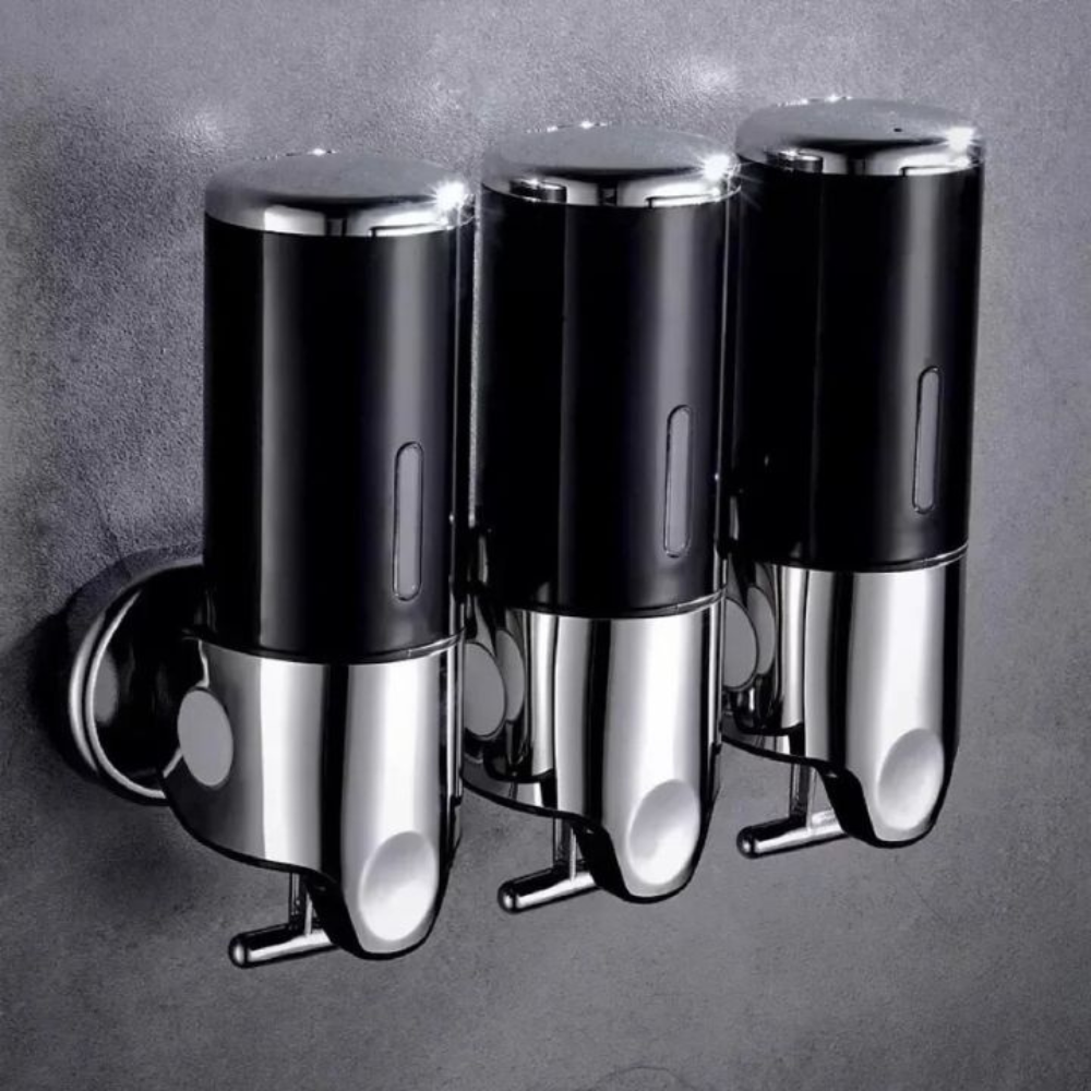Wall Mounted Shower Dispenser | 3-Chamber Shampoo & Soap Pump