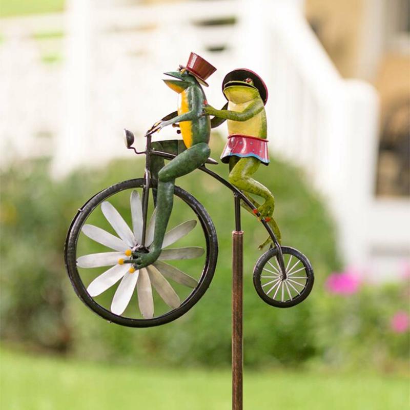 Whimsical Animal Bicycle Garden Windmill – Spinning Metal Wind Spinner Decor for Yard, Lawn & Patio