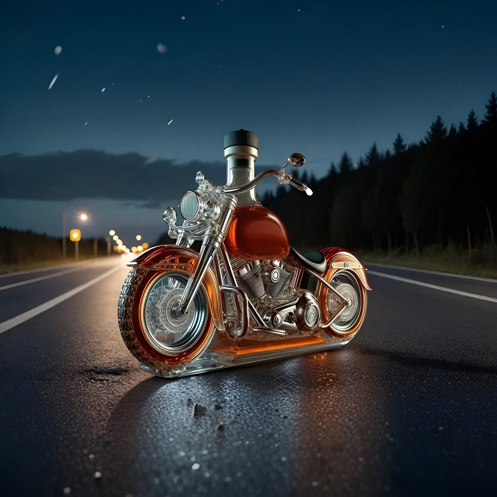 Motorcycle Whiskey Decanter | Biker Gift Glass Liquor Carafe Barware