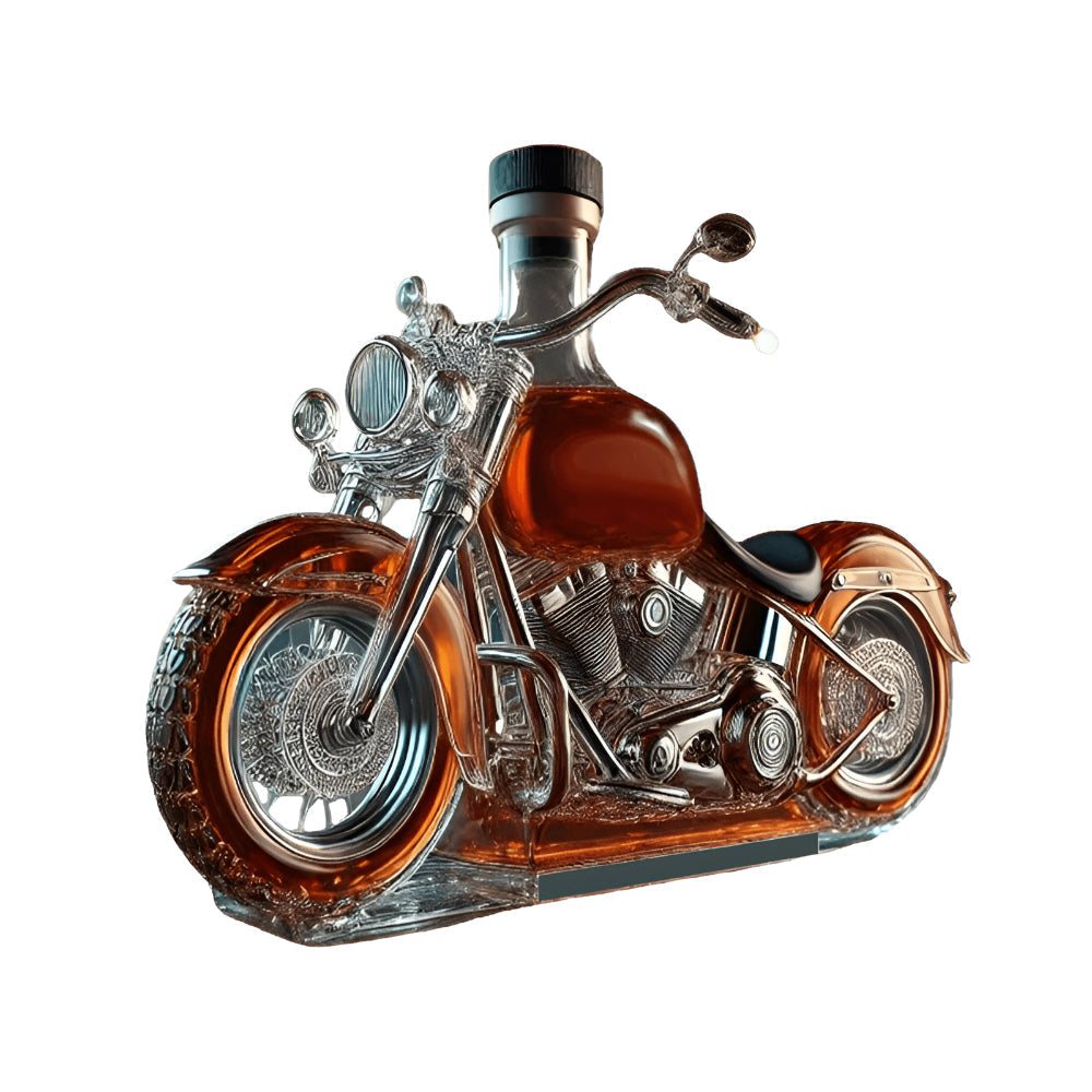 Motorcycle Whiskey Decanter | Biker Gift Glass Liquor Carafe Barware