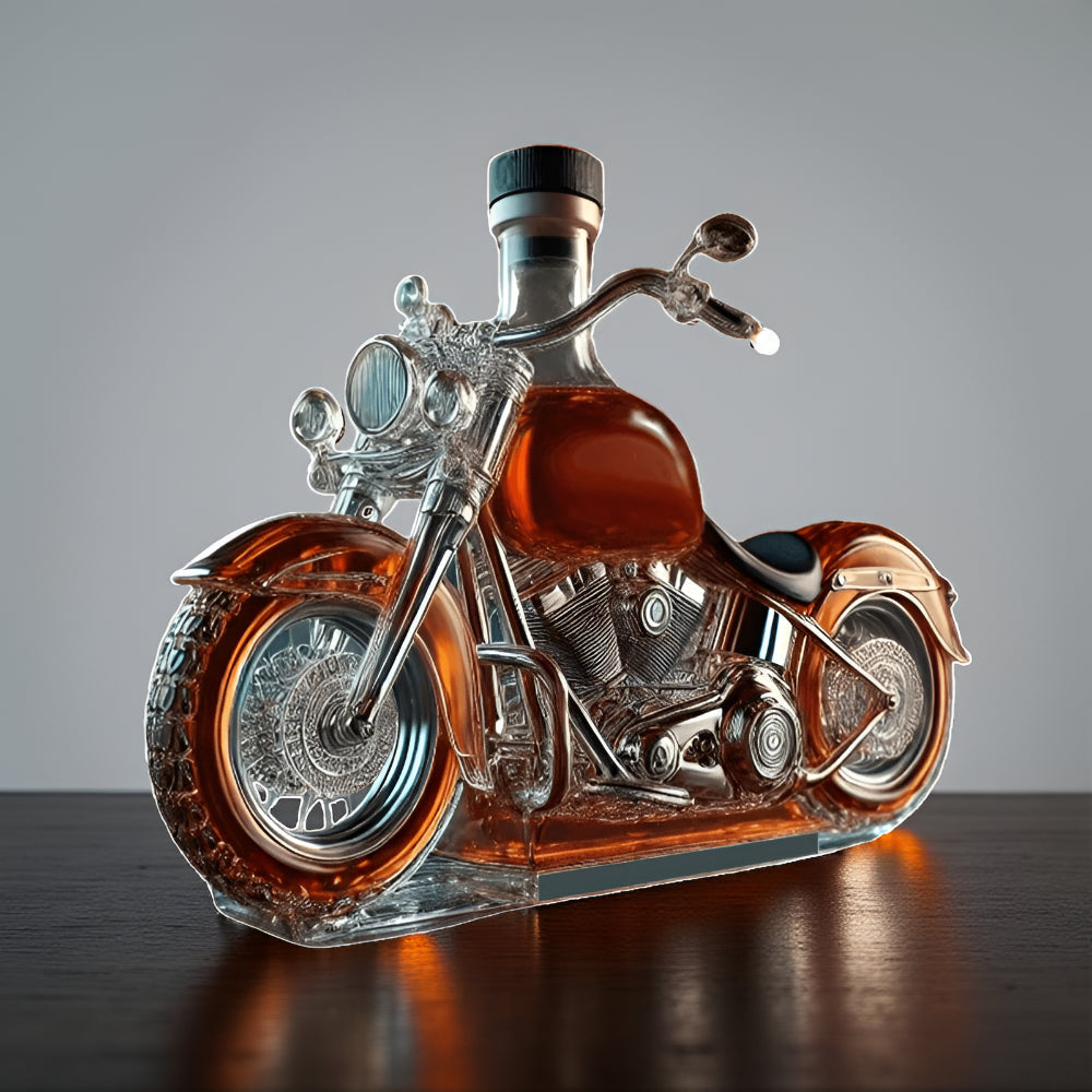 Motorcycle Whiskey Decanter | Biker Gift Glass Liquor Carafe Barware