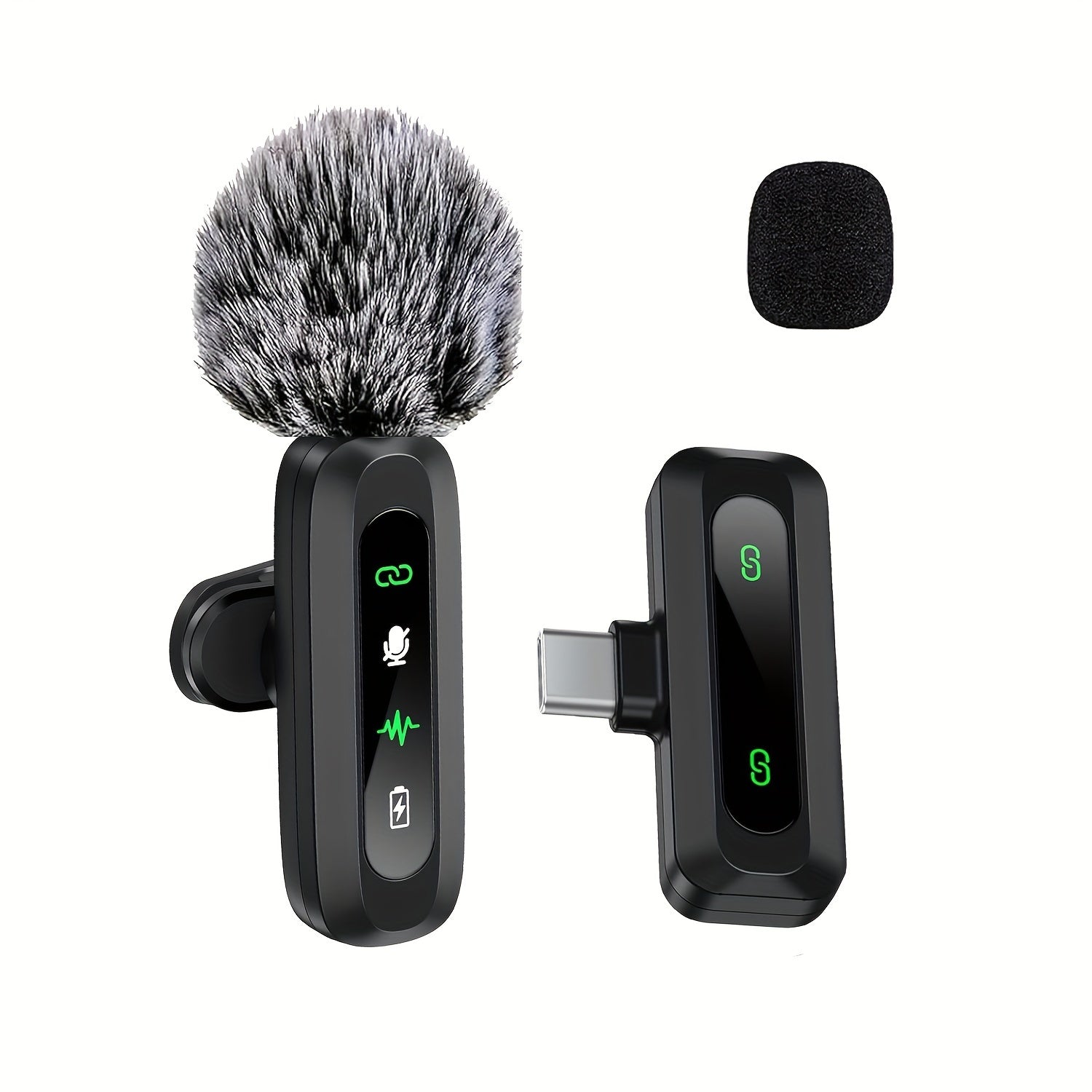 Wireless Lavalier Microphone with USB-C Connection for Vlogs and Phones