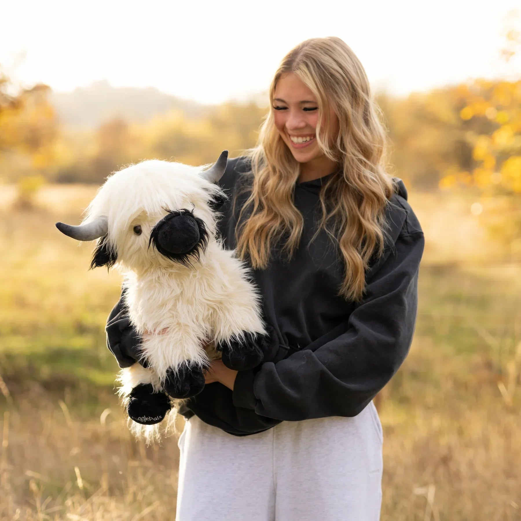 HighlandHug | Jumbo White and Black Highland Cow Plush Toy