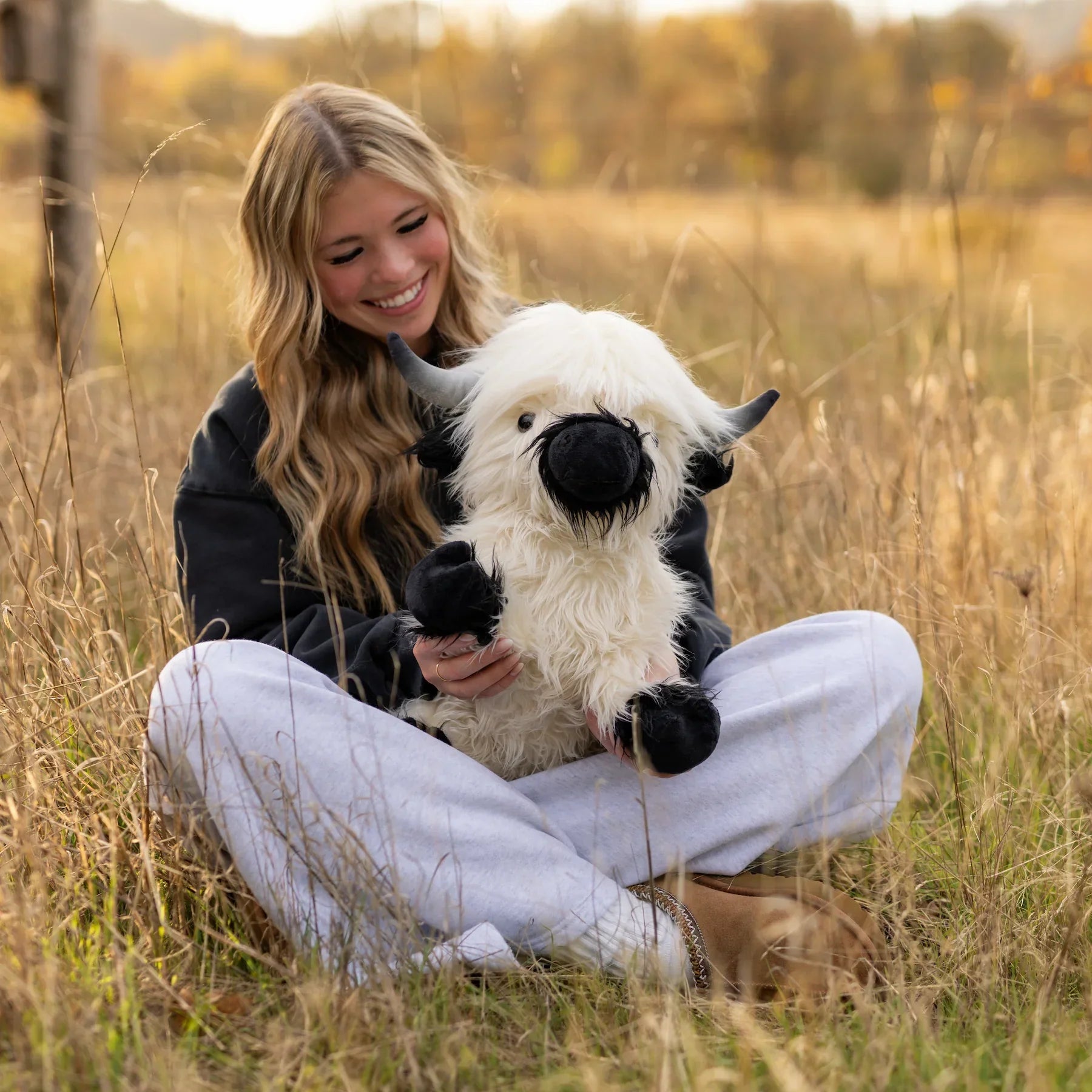 HighlandHug | Jumbo White and Black Highland Cow Plush Toy