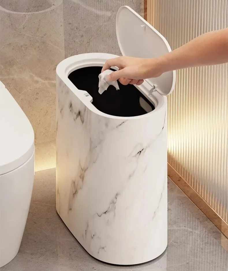 Luxury Marble Design Trash Can | Nordic Modern Wastebasket for Bathroom