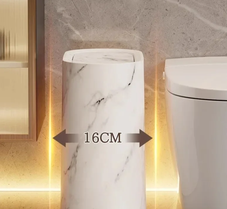 Luxury Marble Design Trash Can | Nordic Modern Wastebasket for Bathroom