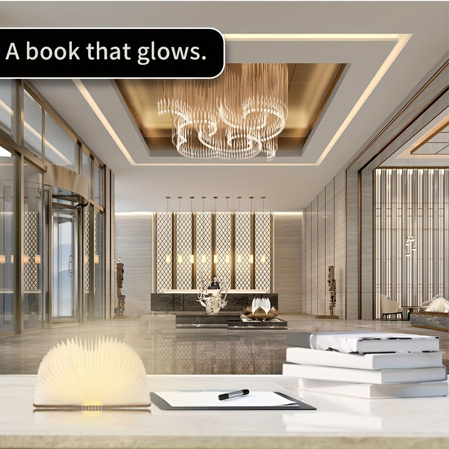 Folding Book Lamp with Rechargeable LED and Three Color Night Light