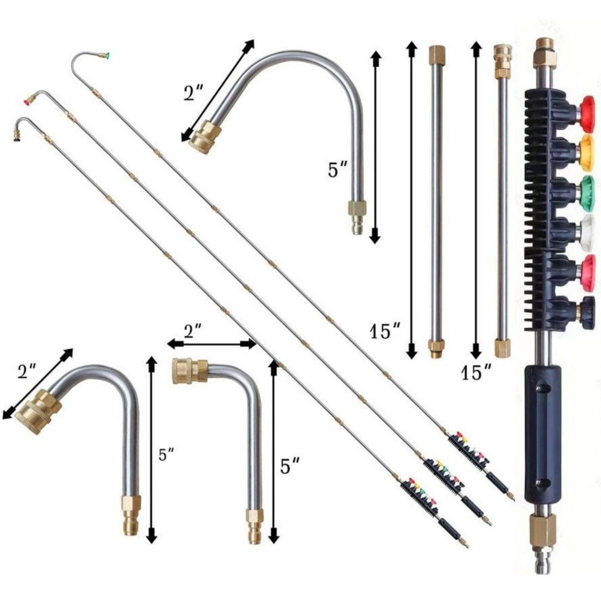 Telescoping High-Pressure Washer Wand Set – Extendable Gutter, Roof & Wall Cleaning Lance with Nozzles