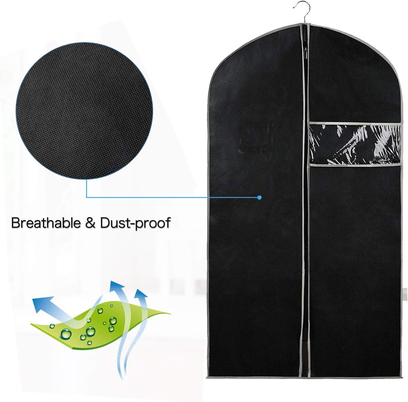 Breathable Garment Bags | Dust-Proof Suit & Dress Covers with Window (10 Pack)