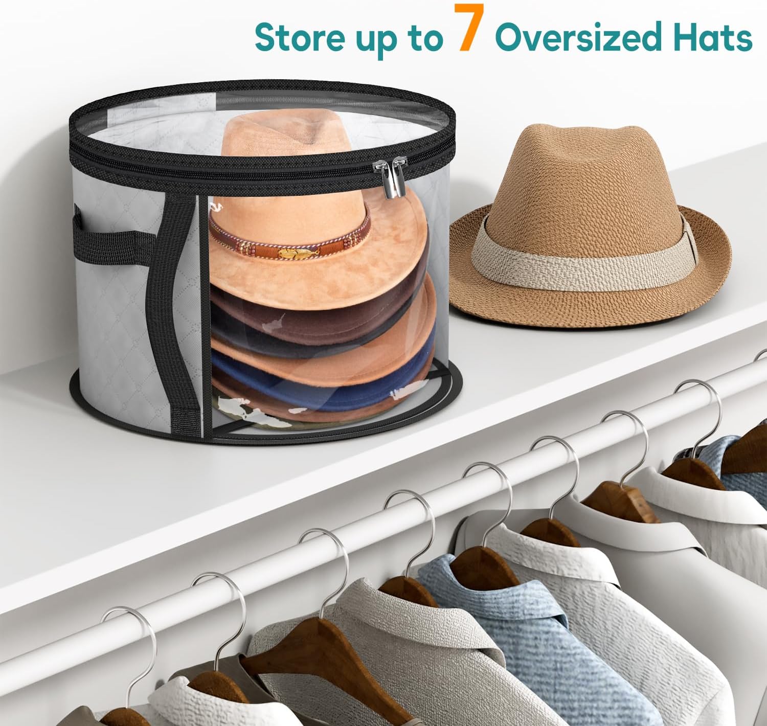 Clear Hat Box Organizer | Wide-Brim Sun Hat & Fedora Storage Case