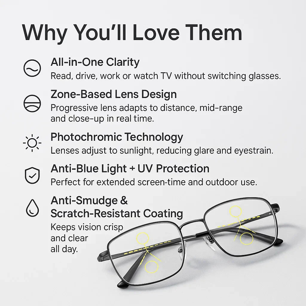 German Progressive Reading Glasses | No-Line Multifocal Eyewear