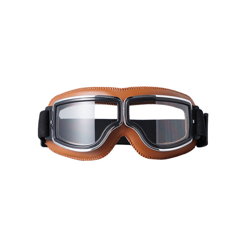 Vintage Motorcycle Goggles with Retro Leather Padding for Riding