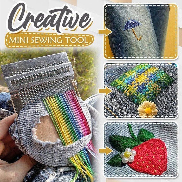 Darning & Weaving Loom Kit – Vintage-Style Mending Loom Set for Repairing Socks, Sweaters & Jeans