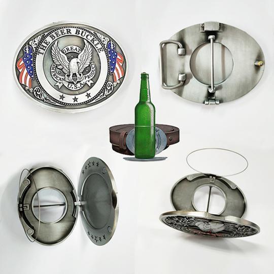 Beer Holder Belt Buckle – Novelty Hands-Free Drink Holder Buckle for BBQ, Tailgates & Parties