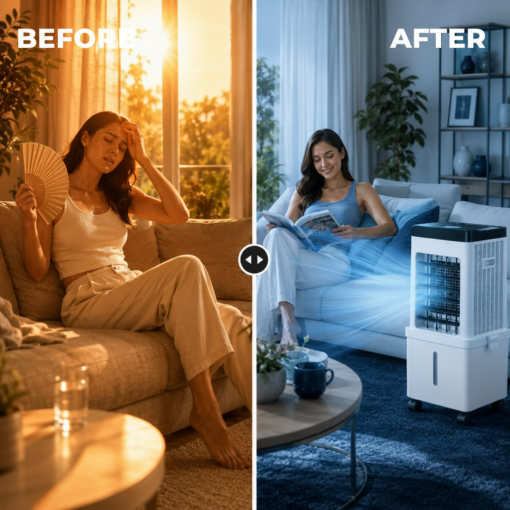 Before and after comparison of room comfort