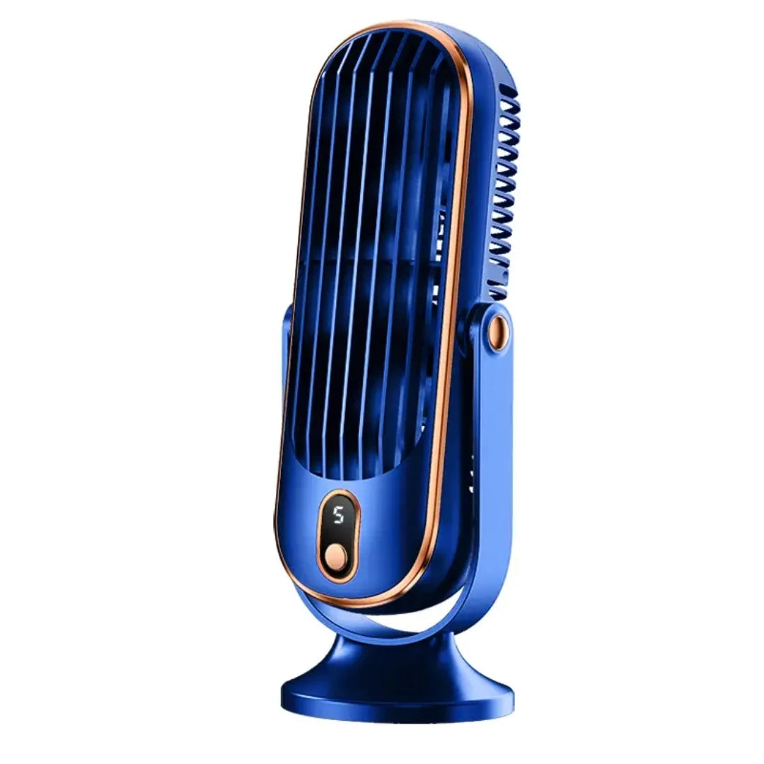 Mini desktop air cooler fan in blue