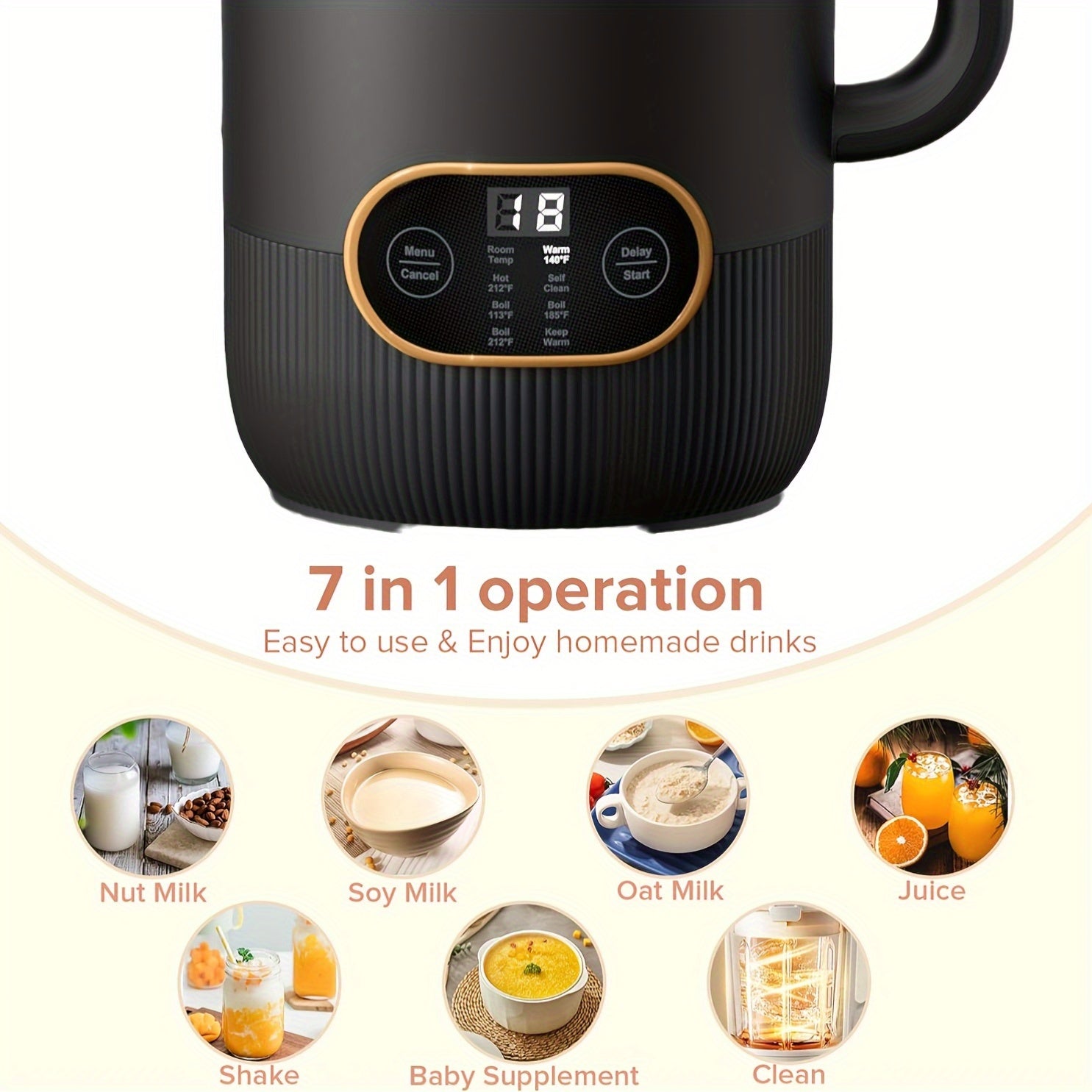 Automatic Plant-Based Milk Maker for Soy Almond and Oat Milk 35oz