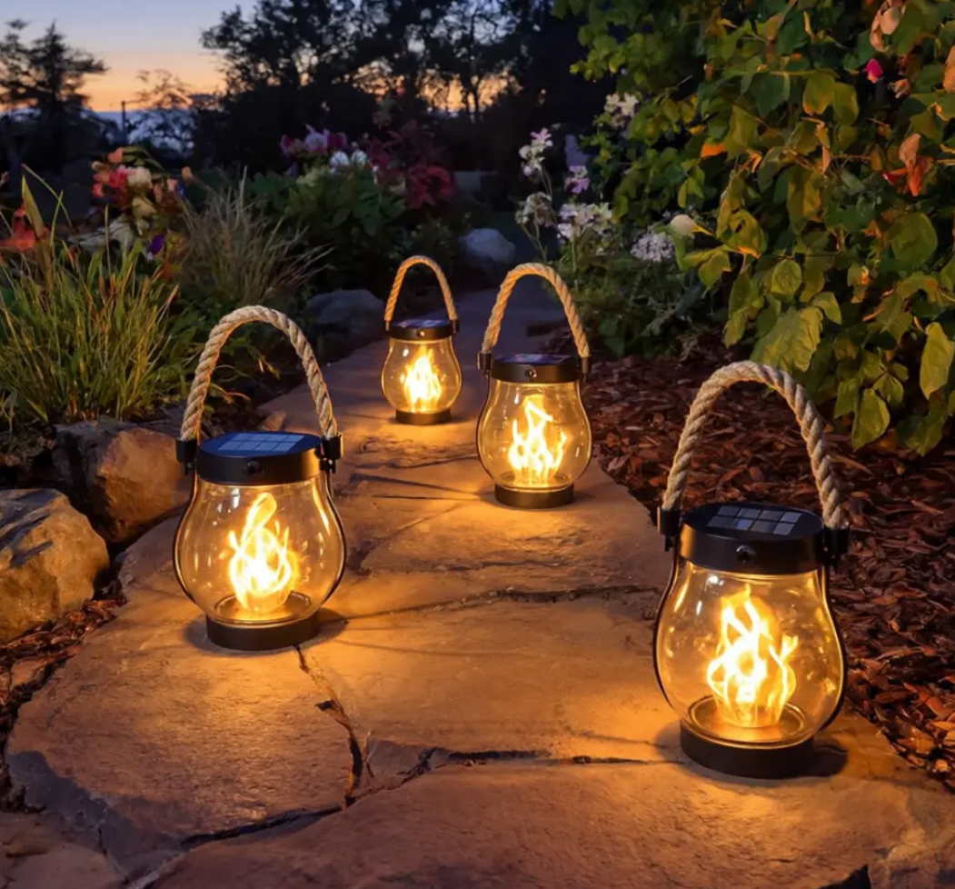 Solar Powered Fire Seed Light with Flickering Flame Effect for Outdoors