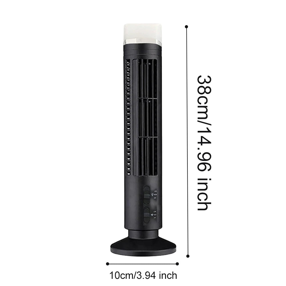 Bladeless mini tower fan in black