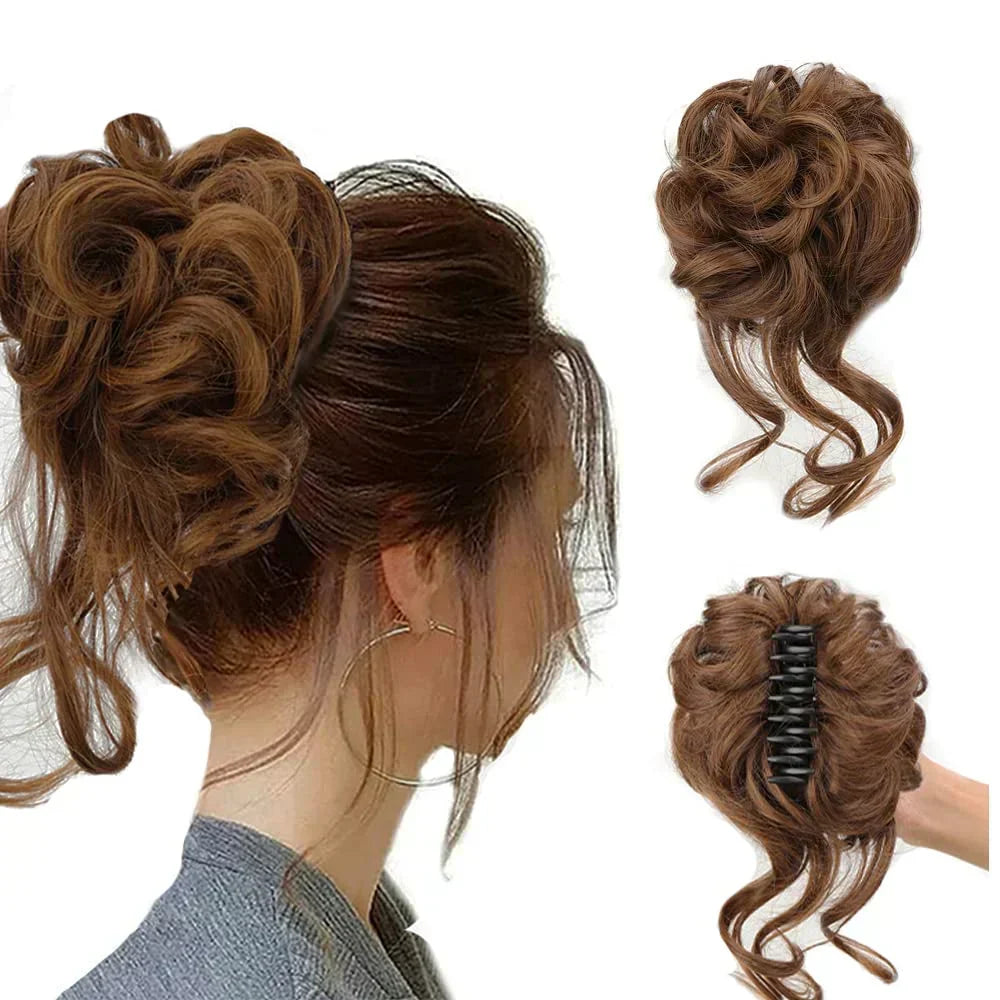 Voluminous Clip In Curly Hair Bun Extension for a Natural Look
