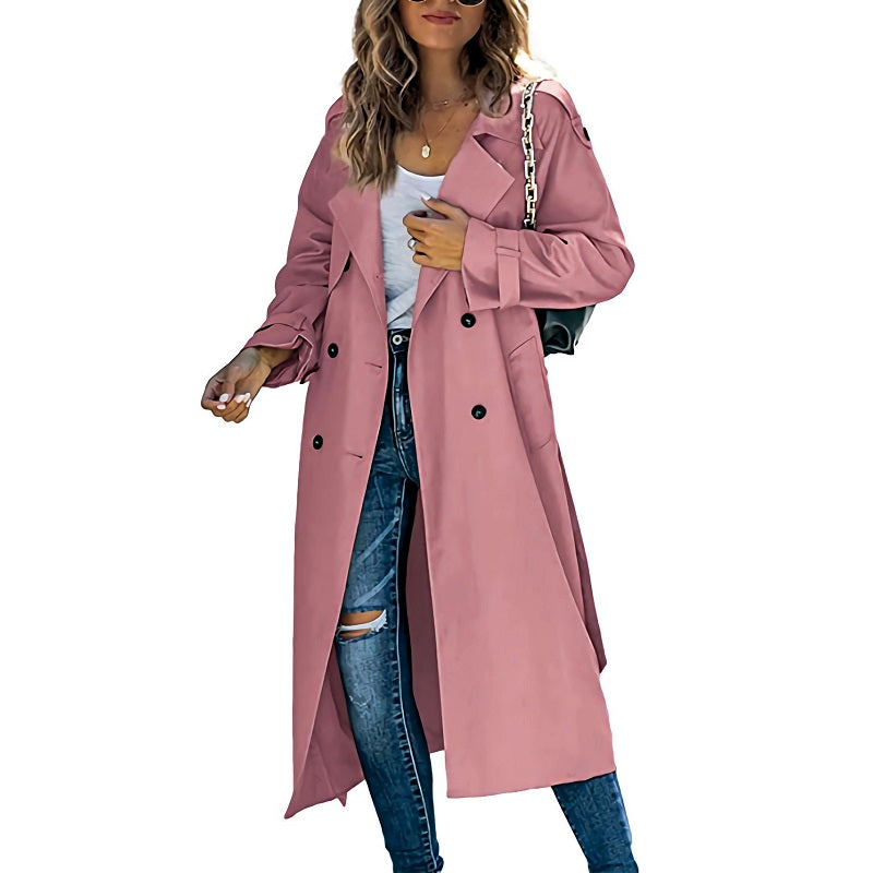 Elegant Long Trench Coat for Women – Classic Belted Silhouette Lightweight Layer for Spring & Fall Styling