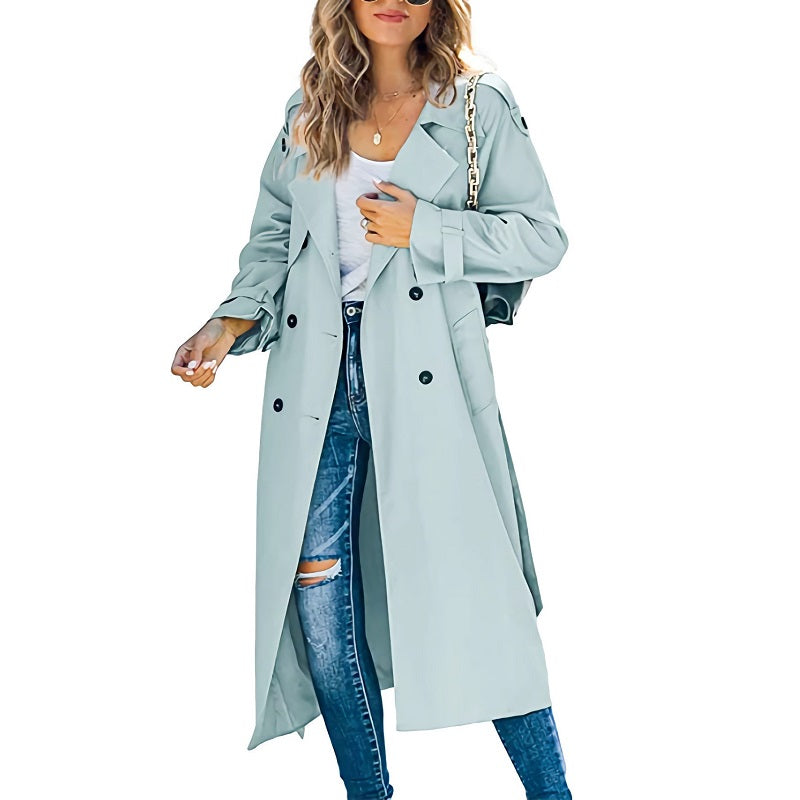 Elegant Long Trench Coat for Women – Classic Belted Silhouette Lightweight Layer for Spring & Fall Styling