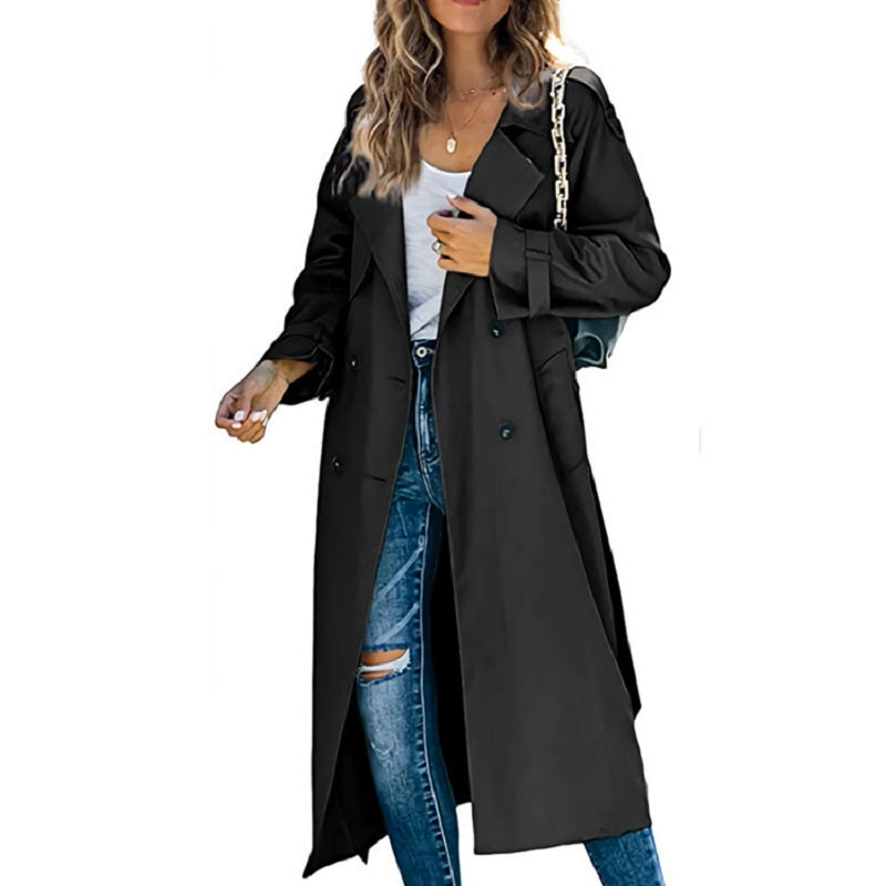 Elegant Long Trench Coat for Women – Classic Belted Silhouette Lightweight Layer for Spring & Fall Styling