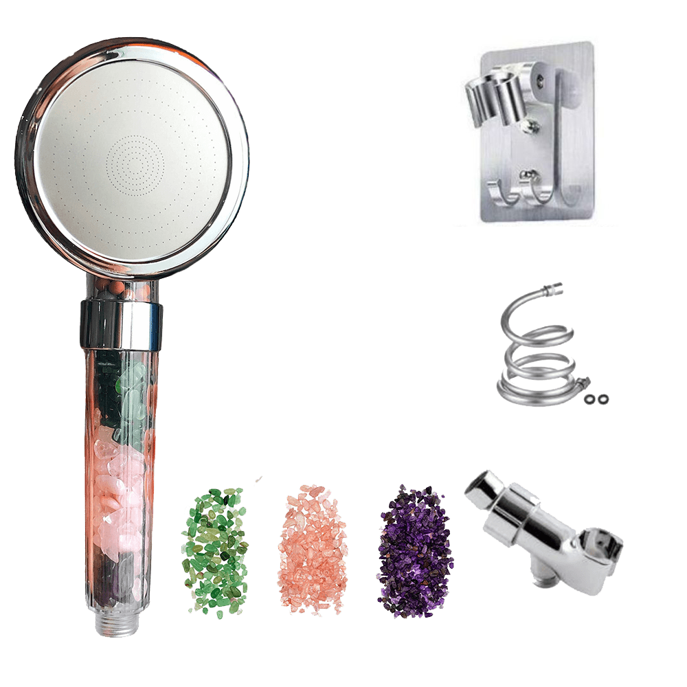 High-Pressure Filtered Shower Head with Mineral Stones for Soft Water