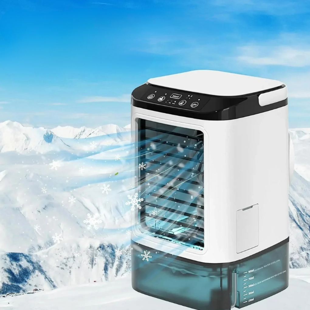 Compact personal air cooler with misting humidifier
