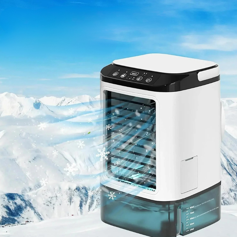 Portable air cooler with mist spray and ice box