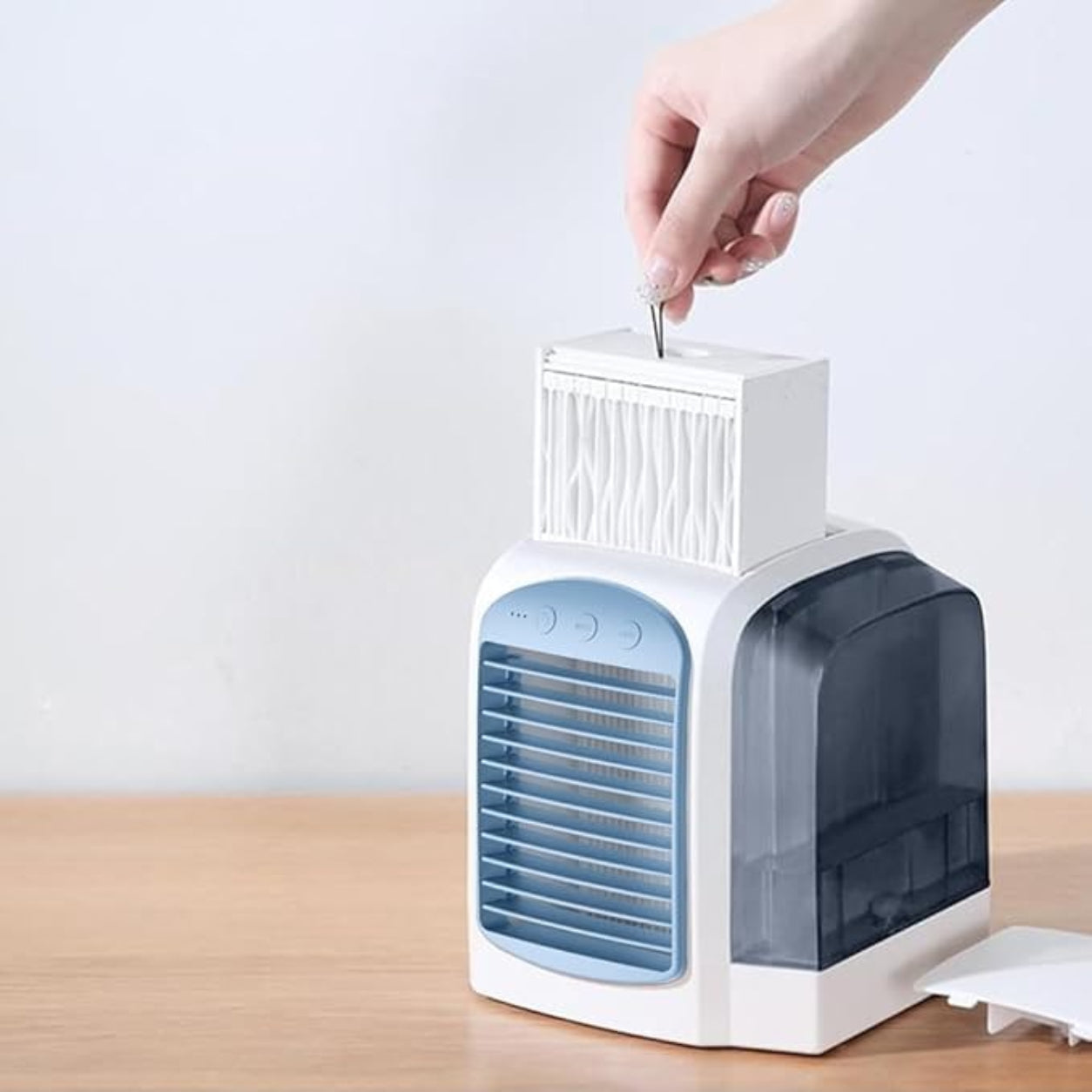 Portable air cooler side view