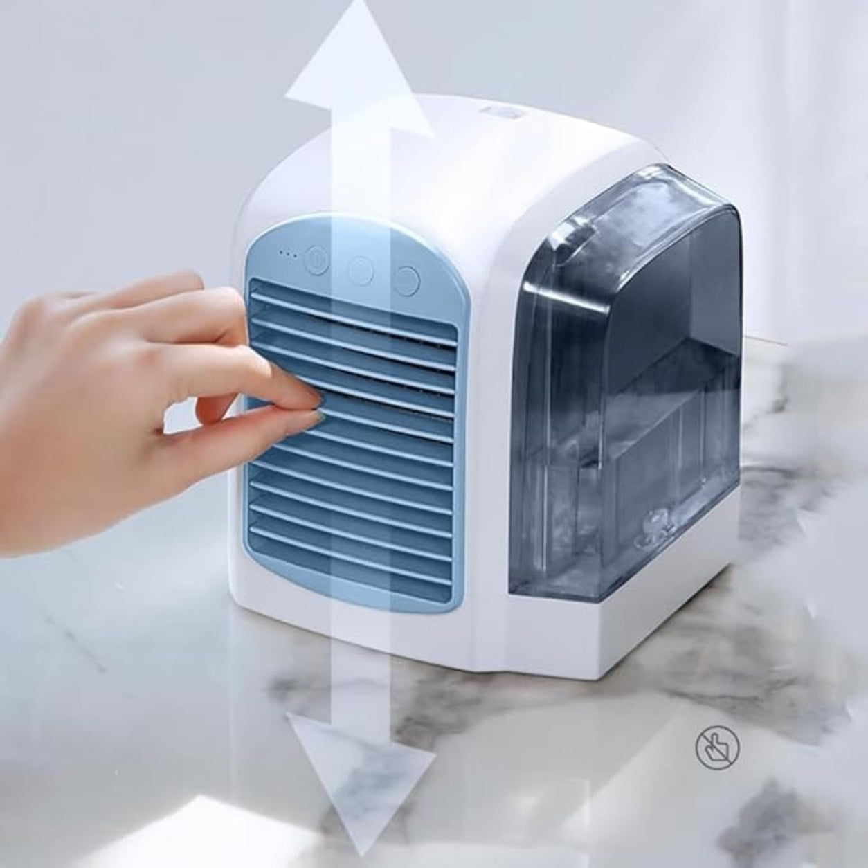 Evaporative cooler in use at home