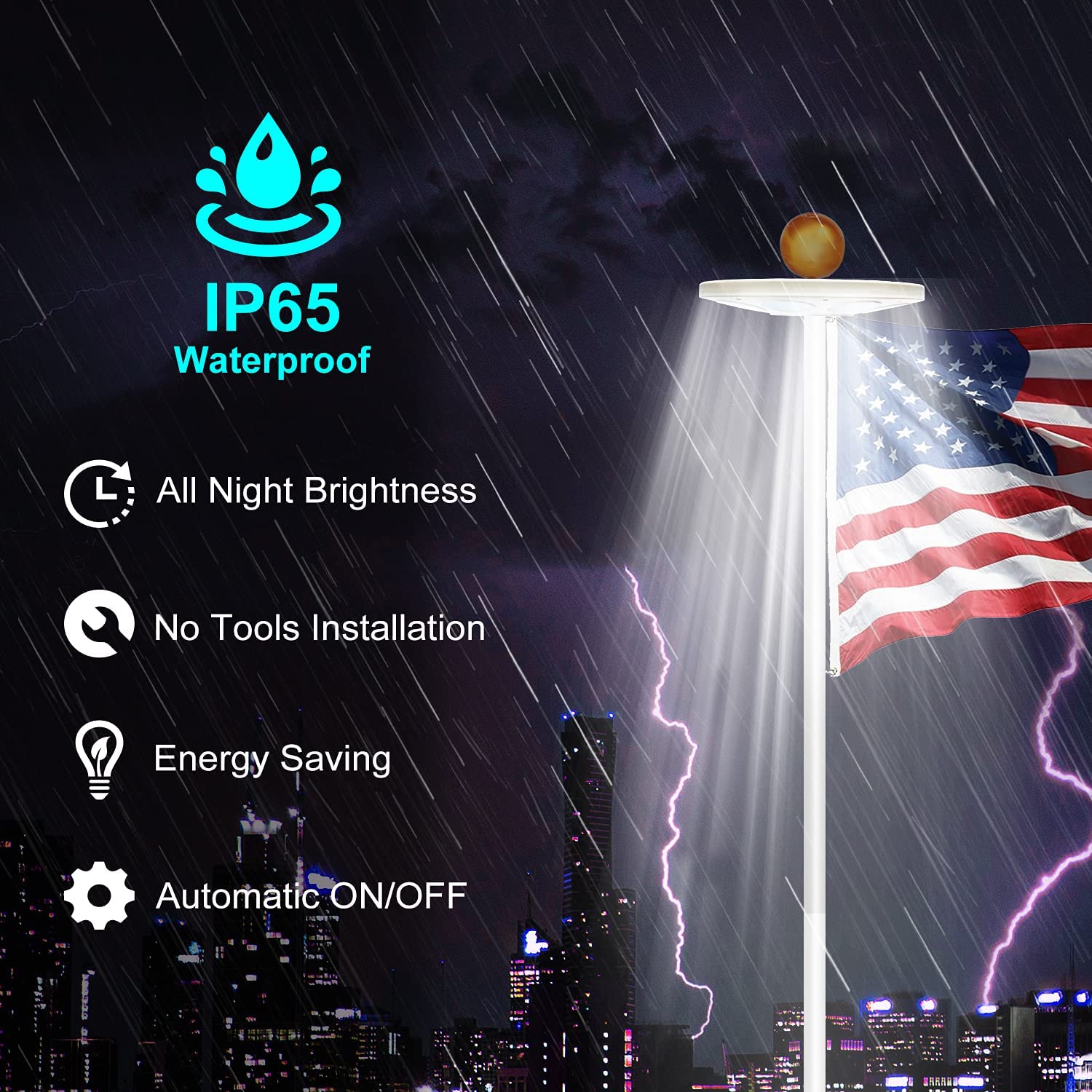 Upgraded Solar Powered Flag Pole Light with 128 Ultra Bright LEDs