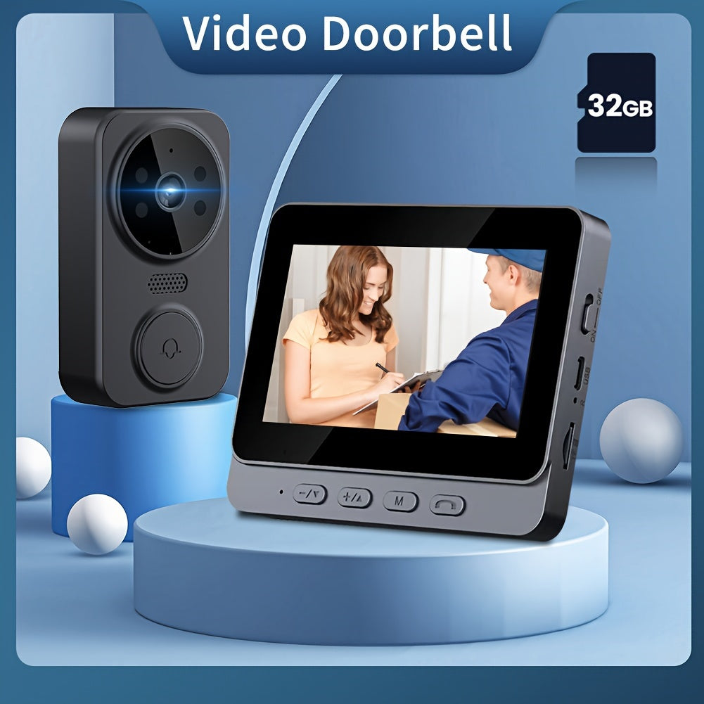 Wireless Video Doorbell with 4.3 Inch Indoor Screen and HD Camera