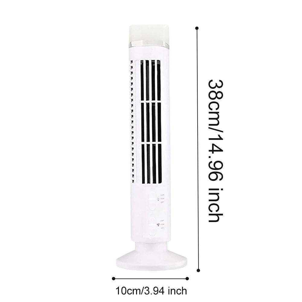 Bladeless mini tower fan in white