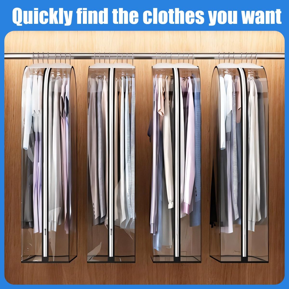 Clear Waterproof PEVA Garment Bags and Suit Covers with Zipper 3 Pack
