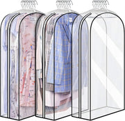 Clear Waterproof PEVA Garment Bags and Suit Covers with Zipper 3 Pack