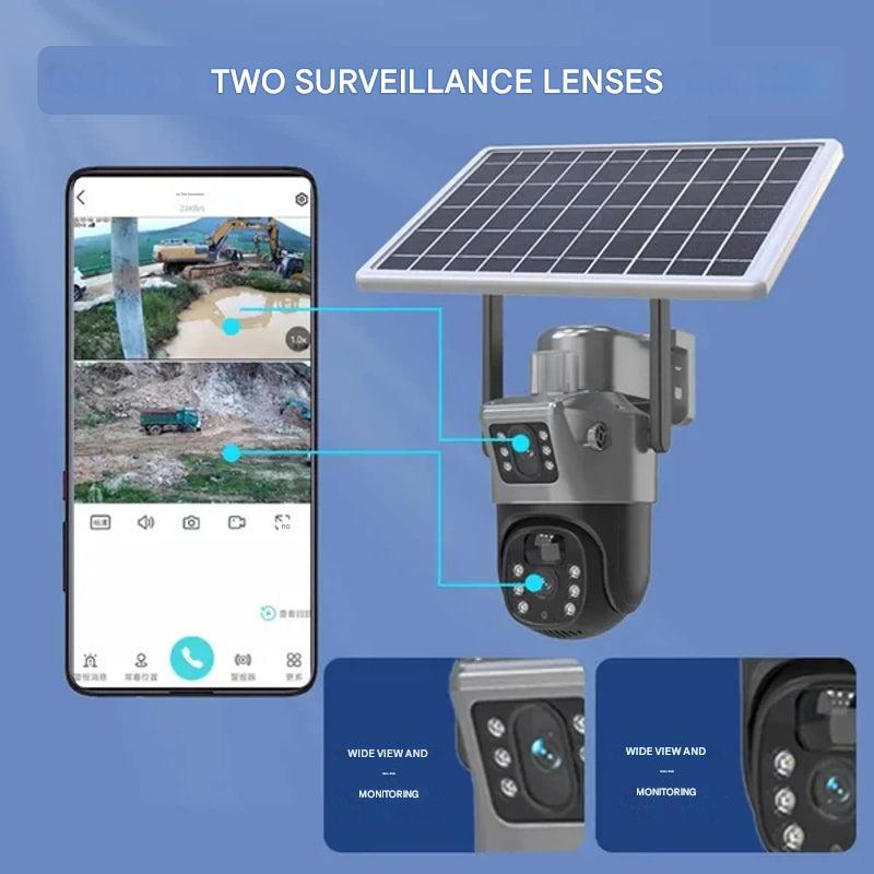 Solar Powered 4K Wireless Security Camera with Triple Lens and 10x Zoom