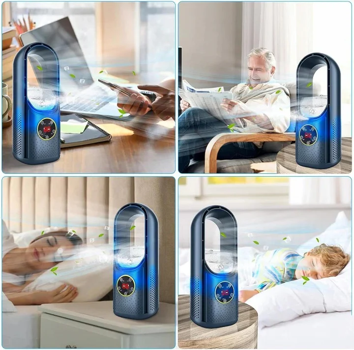 Blade-Free Silent Portable Air Cooler – Quiet Compact Desktop AC for Home & Office